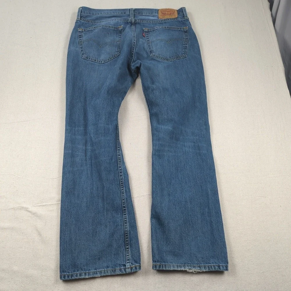 Levis Jeans Mens 36x30 Blue 527 Boot Cut Western Cowboy Distressed